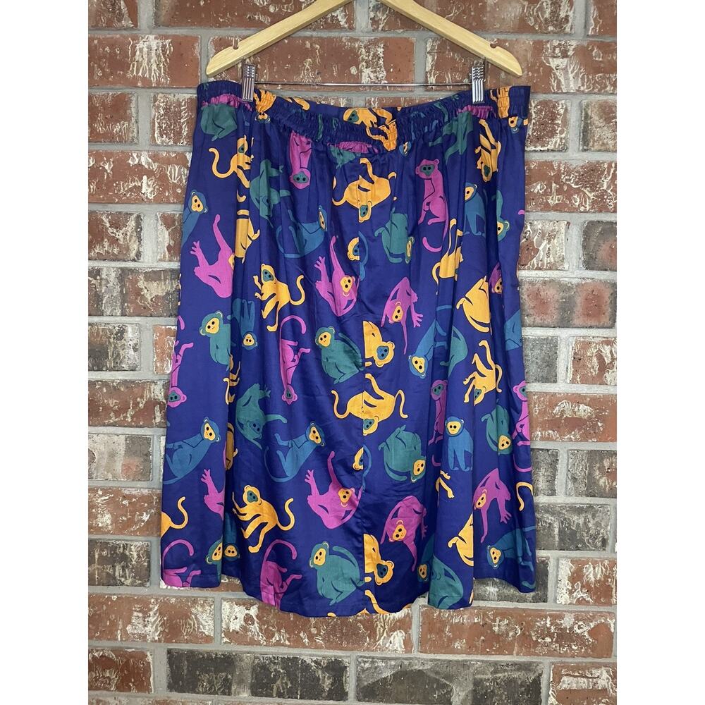 Modcloth Monkey Print Plus Size Skirt Size 1x 100% Cotton Novelty Twee Colorful